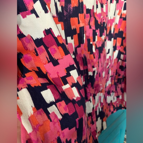 Cotton Stretch Jacket Pockets Statement Collar Zip Designer Pink Blue Print - Picture 9 of 15